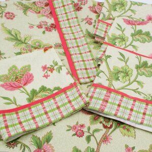 Waverly  Table Napkins Placemat  Fuscia Green Plaid lot of 6